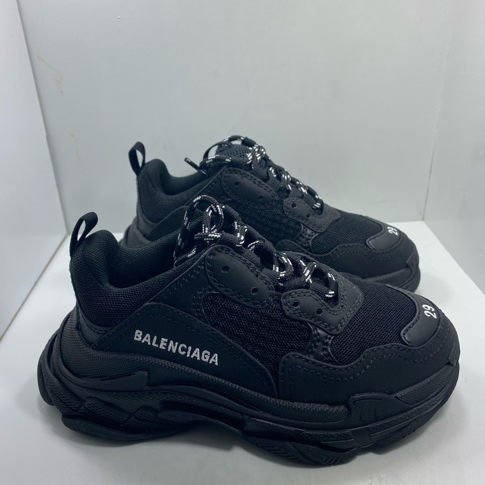 Balenciaga Triple S kids size 12 all black brand new sneakers